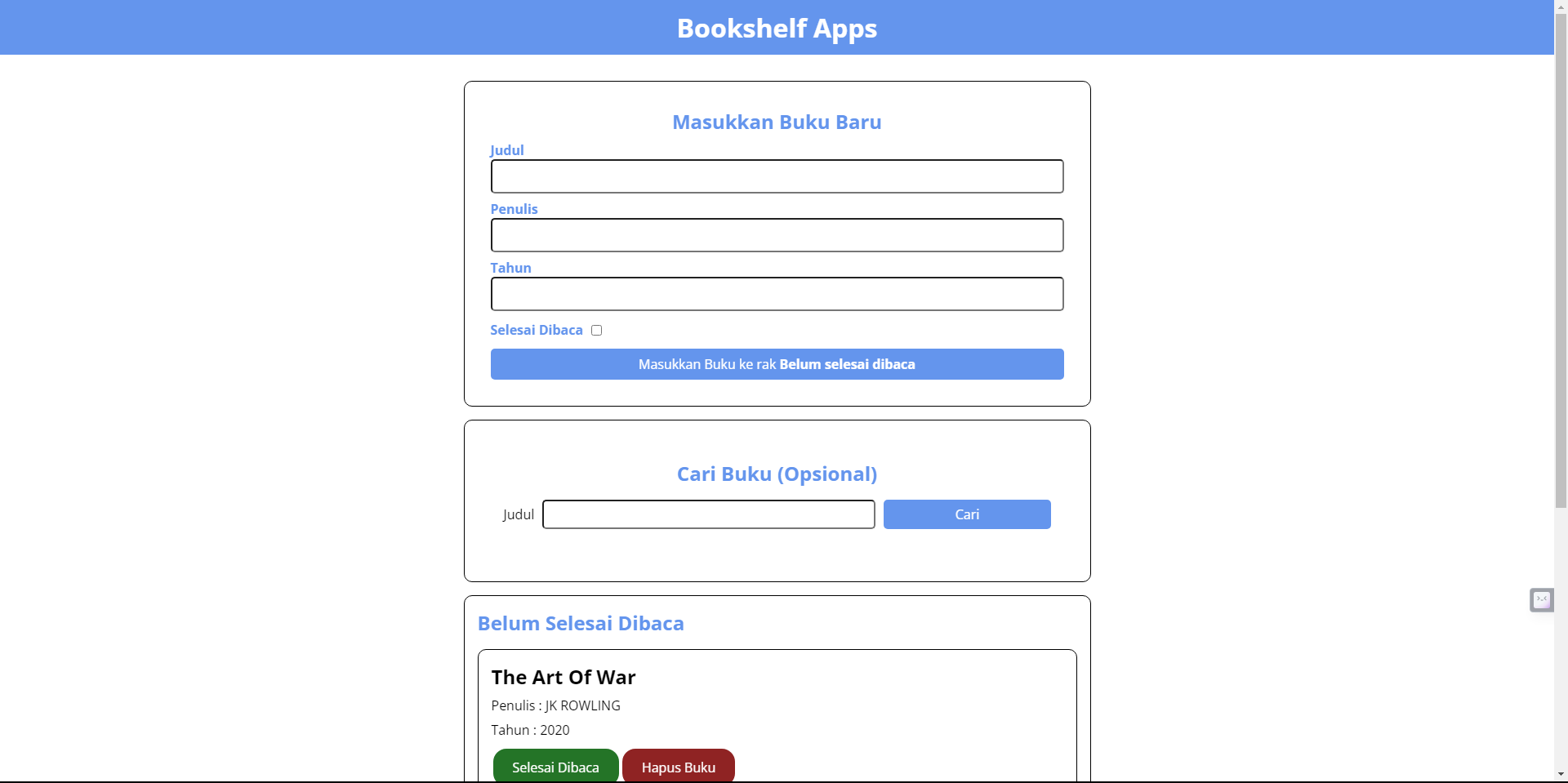 Bookshelf Website