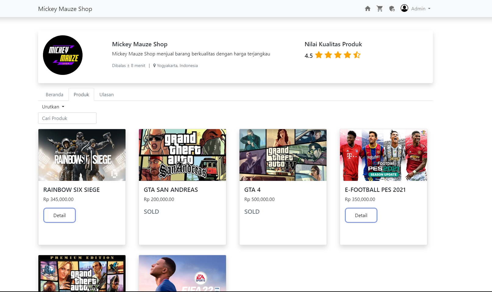 Online eCommerce Website