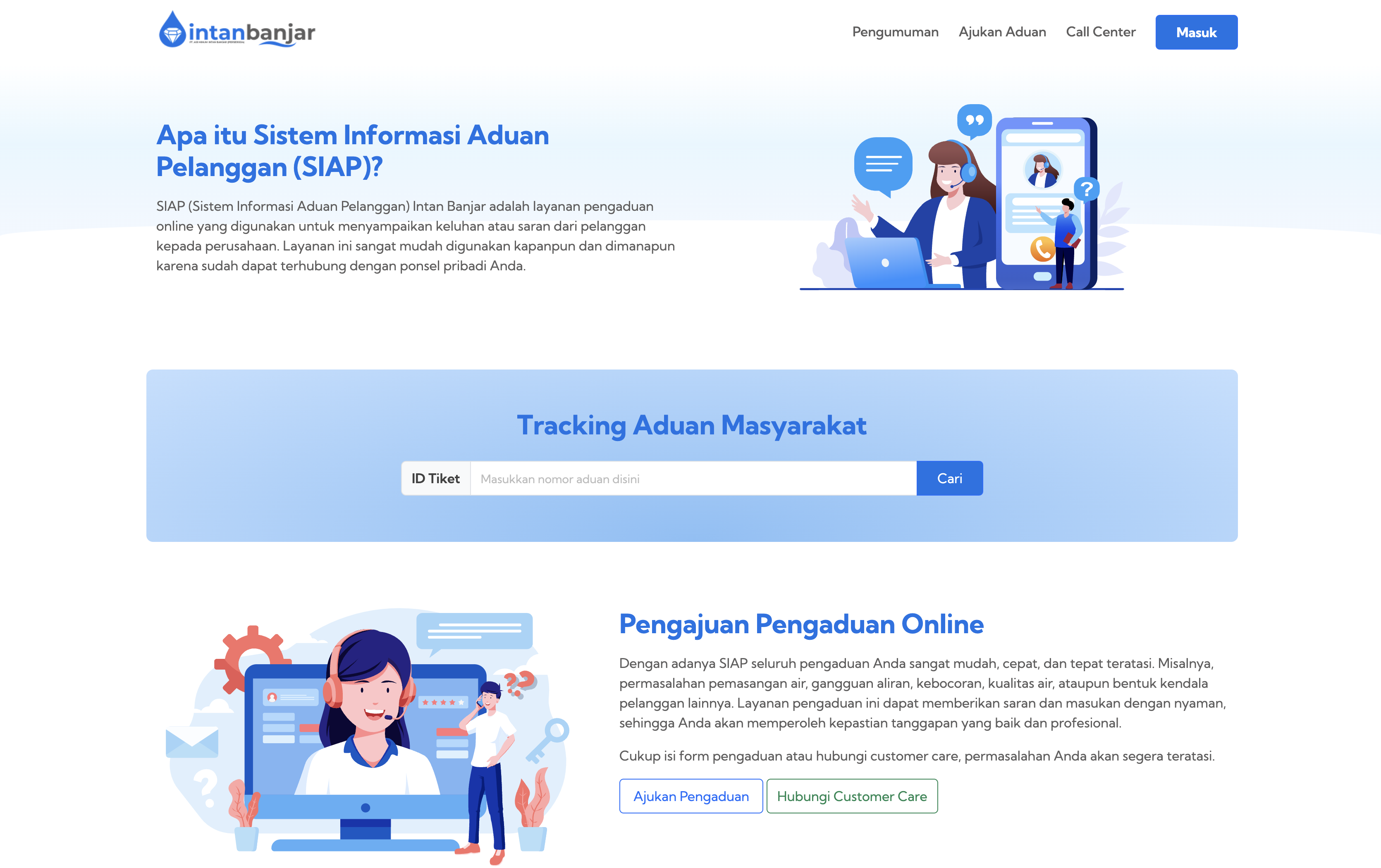 Sistem Informasi Aduan Pelanggan (SIAP) – PT Air Minum Intan Banjar (Perseroda)